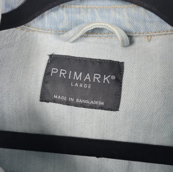 Primark Distressed Blue Denim Jean Jacket Size Large - Picture 5 of 8